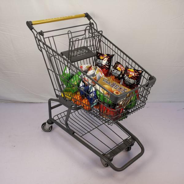 Grey 60L Supermarket Shopping Trolley Retail Chain Store Shopping Cart With TPR Wheels