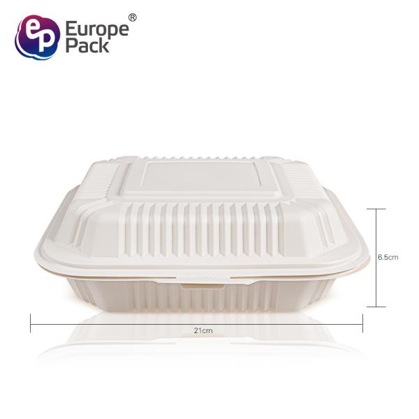 Food grade eco friendly cornstarch tableware 900ml biodegradable 3 compartment lunch box