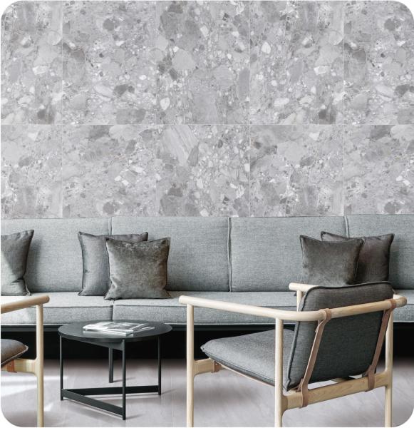 Grise 750x1500mm Carreaux extérieurs et plancher intérieur superbe Terrazzo Baby Face Carreaux de porcelaine vitrés pour bâtiment et restaurant