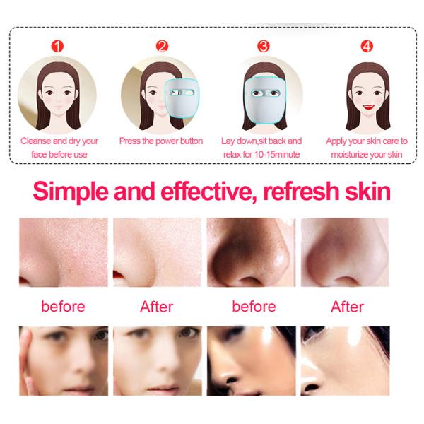 Infrared Facial Rejuvenation 3 Colors Led Facial Mask Red Light For Skincare