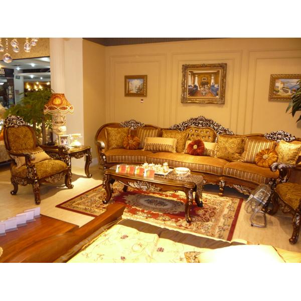 3 Seater Wooden Luxury Sofa Set High Resilience Elastic French Baroque Couch ISO9001