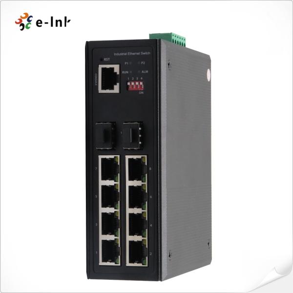 8 gigabits RJ45 mettent en communication le commutateur de réseau industriel de catégorie l'appui MDIX automatique de 2 de gigabit ports de SFP