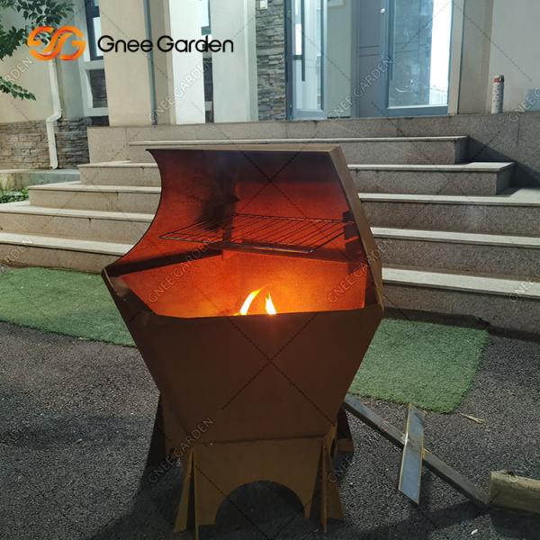 Corten Steel Outdoor Cooking Charcoal Grills For Barbecue