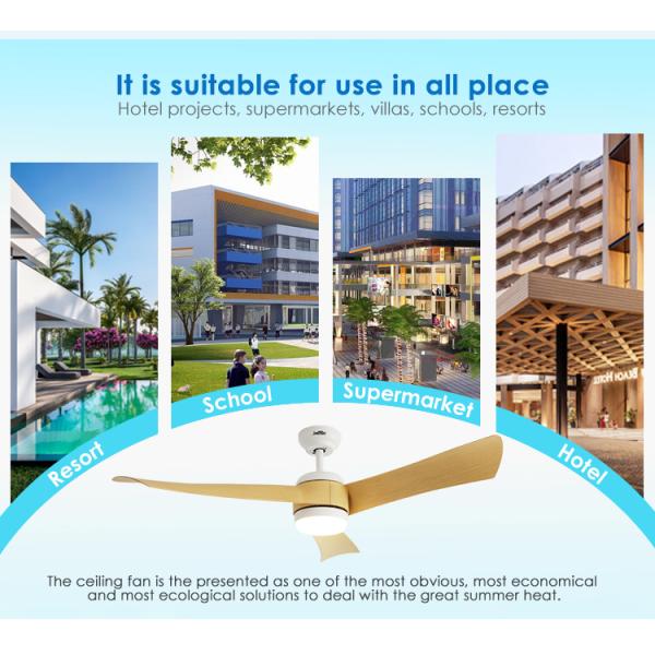 Ventilador de teto LED de lâminas ABS personalizado com soluções de controle e iluminação WiFi Tuya