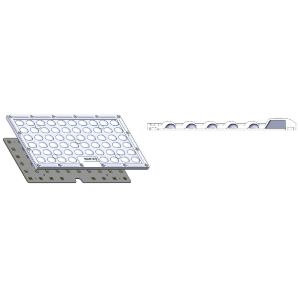 58X4 232 3030 LED Lens Optical Lenses TYPEII-M 85X150 DEGREE 279X150MM