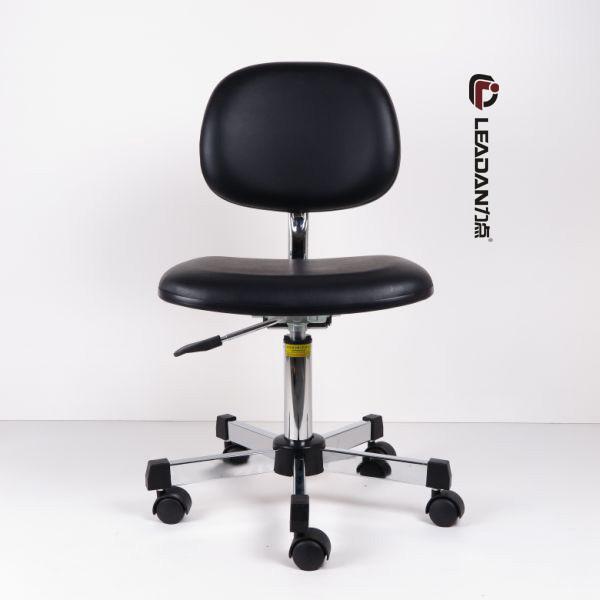 Black Ergonomic ESD Cleanroom Chairs 360 Swivel Height Adjustable PU Vinyl