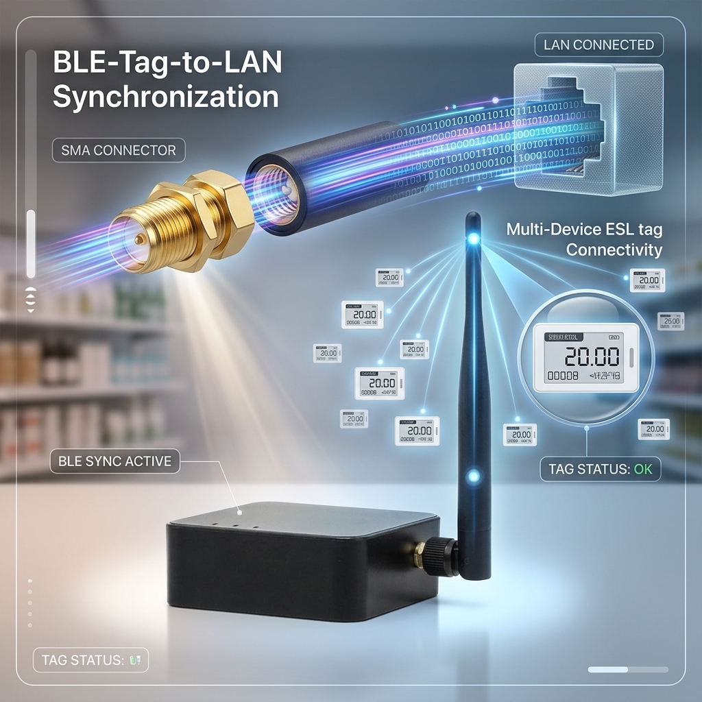 Electronic Shelf Label ESL Bluetooth Gateway Main Slave BLE LAN Network Bridge