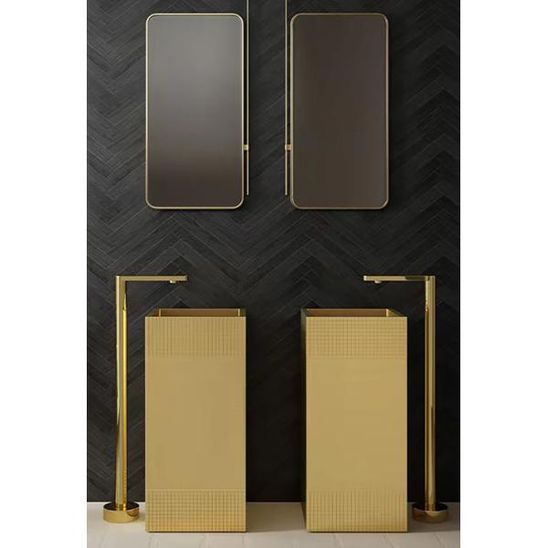 Matte Finished Stainless Steel Pedestal Sink SUS304 Material For Bathroom