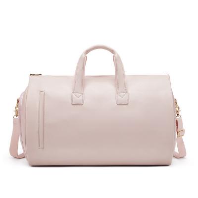 PU Foldable Pink Leather Travel Duffle Bag Carry On Garment Bag OEM/ODM