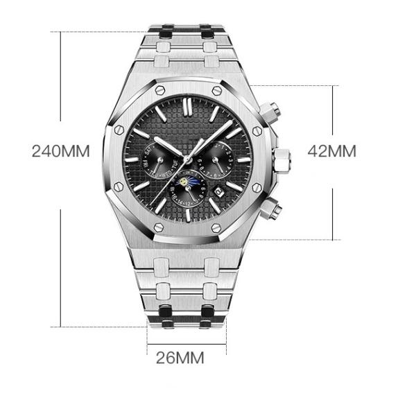 5ATM Japan Movt Stainless Steel Watch 5BAR Digital Analogue Automatic