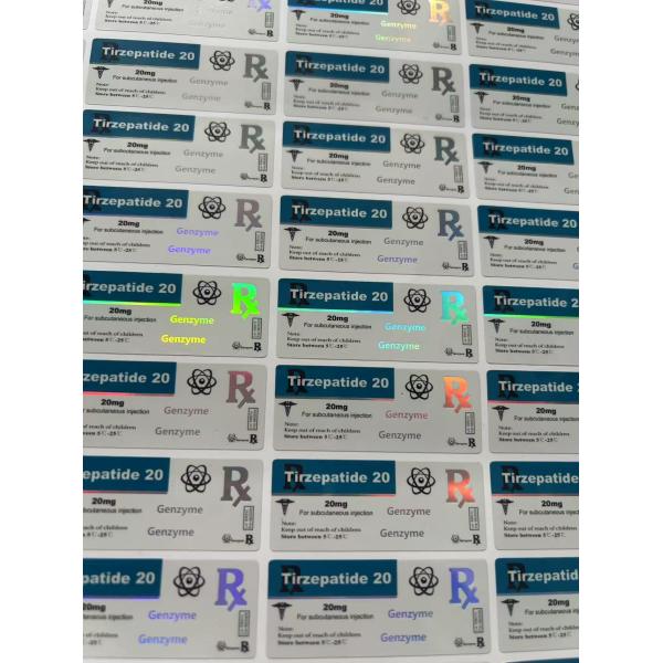 AOD964  3ml Glass Vial Labels With Hologram PET Materail Laser Shinny Effect