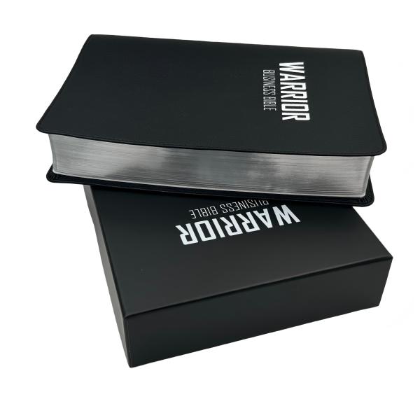 custom edge-line binding bible printing-black PU leather，4C printing
