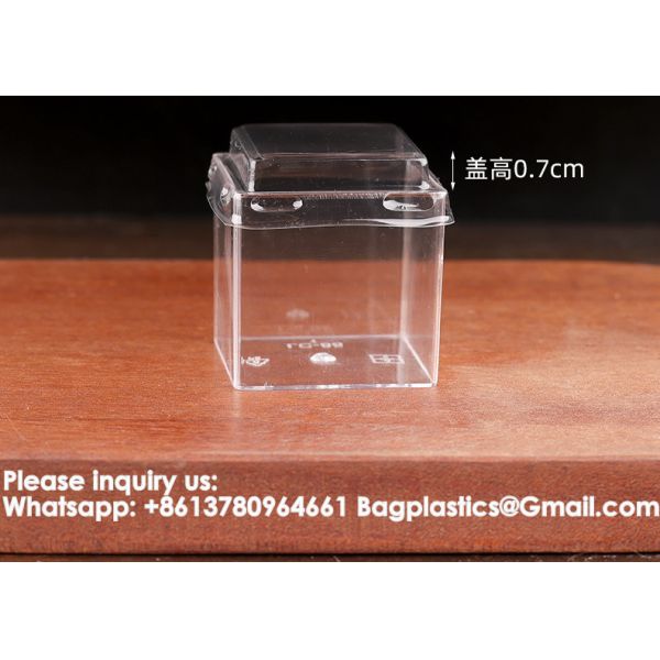 4.8oz/140ml Clear Dessert Cups With Lids And Spoons, Reusable Plastic Rectangle Dessert Cups,Mini Serving Bowl For Desserts Mousses,Puddings,Party