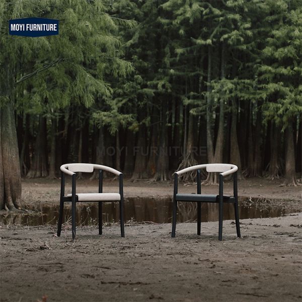 Home Furniture Custom Black Color Solid White Ash Wood Dining Coffee Chair Wooden Restaurant Chairs with Wood Legs