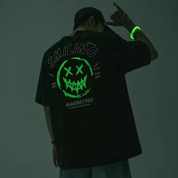 Impressão Unisex personalizada Gráfica de luxo Camisa refletiva de algodão pesado para homens
