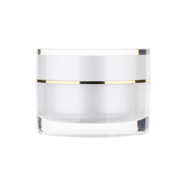 Tarro acrílico transparente personalizable, plástico blanco, tapa con borde dorado, para crema/mascarilla/crema para ojos, 5g 10g 20g 30g 50g