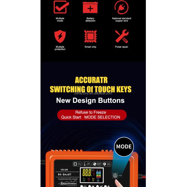 12V/24V Output Intelligent Battery Charger 10A for Automatic Charger Car Motorcycle Boat Marine