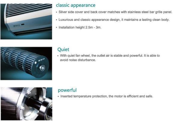 Remote Controlling Aluminum Silver Compact Air Curtains For Door 9-11m/s