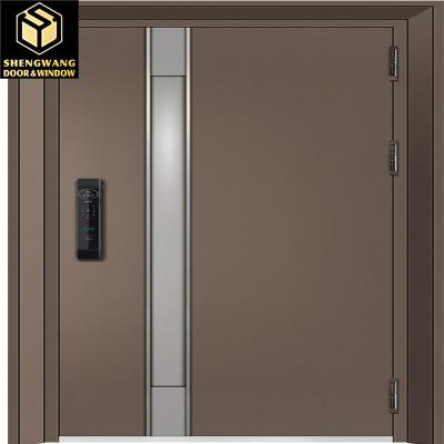 Heat Insulation Brown Modern Aluminum Entry Doors Waterpfoof Front Door Aluminum