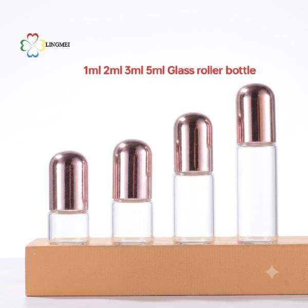 Premium UV Electroplated Rose Gold Glass Roller Bottles | 1ml 2ml 3ml 5ml Mini Essential Oil & Perfume Vial for Travel