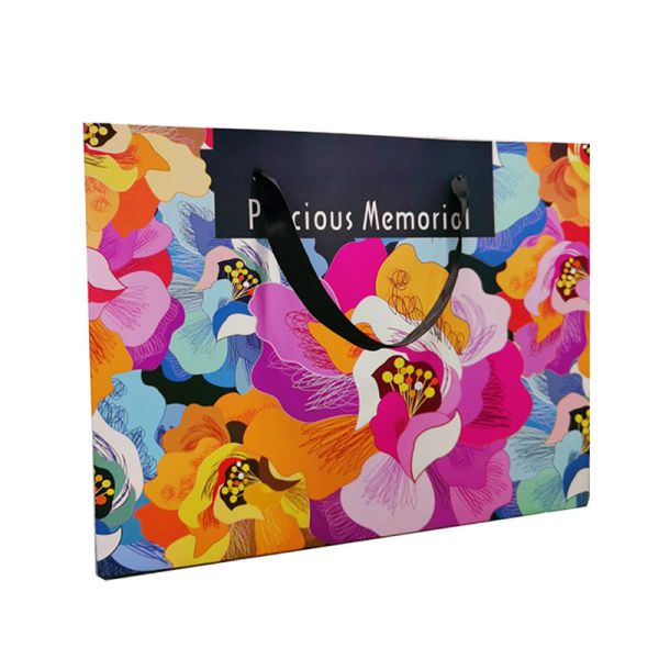 COA Ladies Hand-Held Kraft Floral Shopping Bag Flower Paper Bag Handbag
