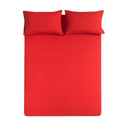Bright Red 3 Piece Bedding Set No Bleaching With 50x70cm Pillow Case