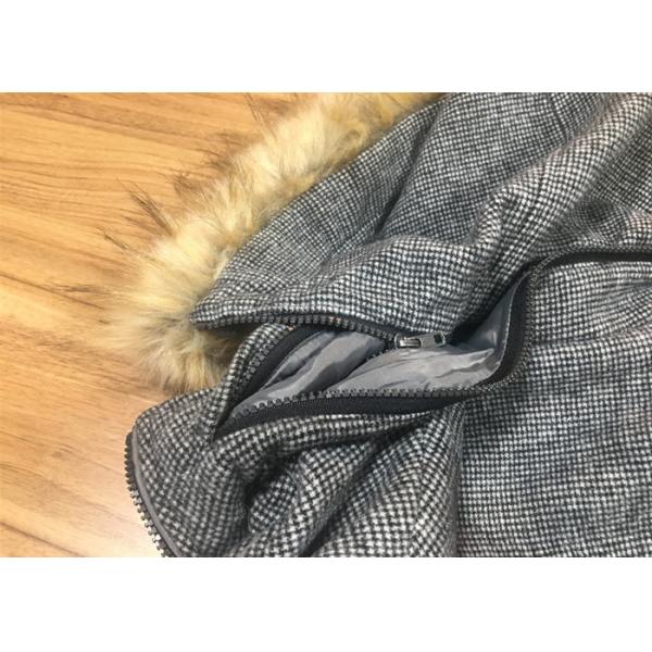 Slim Melton England Style Hooded Ladies Check Coat Womens For Winter Season