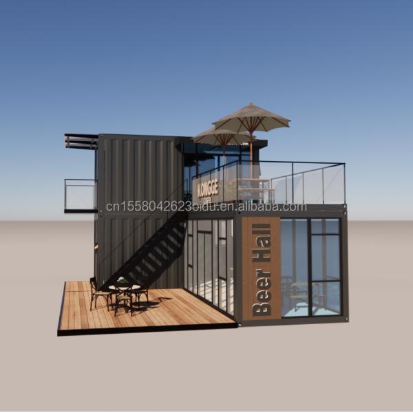 Galvanized Steel Bending Container Coffee Shop Store 40ft Prefabricated House Building Design for Steel Frame Hotel