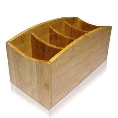 Safety Bamboo Office Supplies , Integrated Bamboo Desk Organizer For Pen And Phone