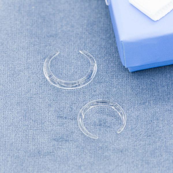 Leather Hoops Gauged Ear Jewelry Clear Acrylic Horn Shape Design