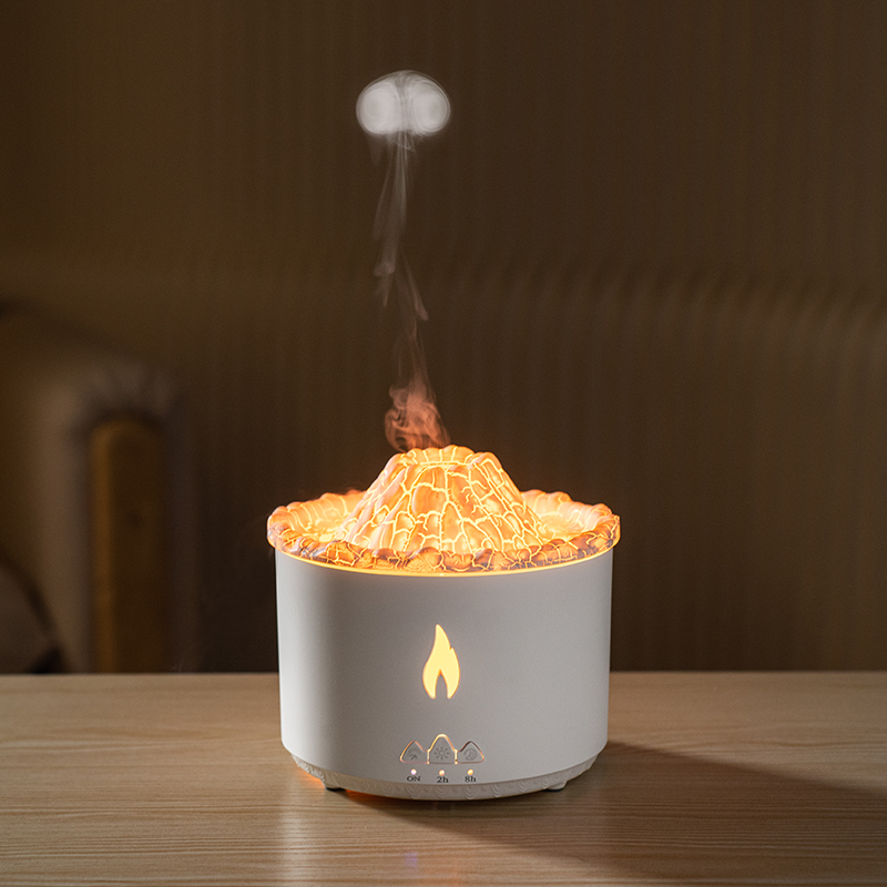 Commercial 360ml Volcano Jellyfish Spray Fire Flame Air Humidifier Diffuser Volcano 3D Flame Ultrasonic Aroma Diffuser