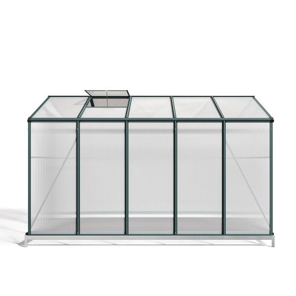 10x6 ft Transparent Garden Greenhouse Polycarbonate with 2 Vents Shed Type Transparent