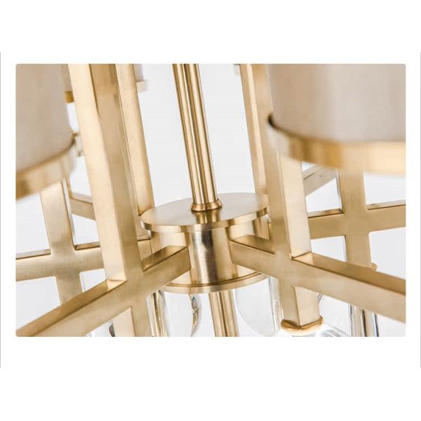 Brass Body Crystal Shade LED Chandelier with 50000 Hours Lifespan for Modern Dining Room Lighting