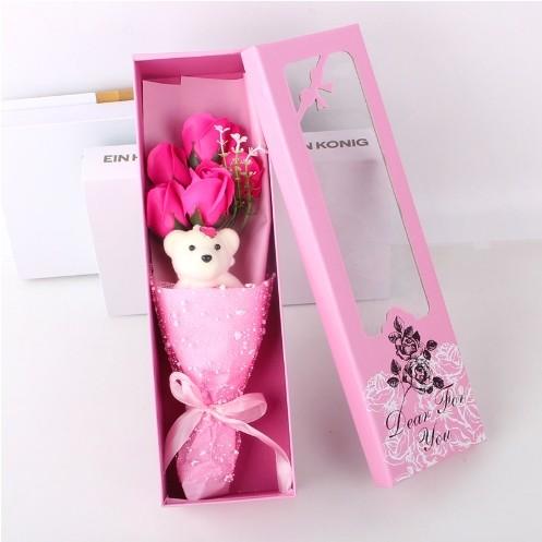Gift Box 5 Soap Rose Bouquet Bear Gift Promotion Valentine's Day Gift