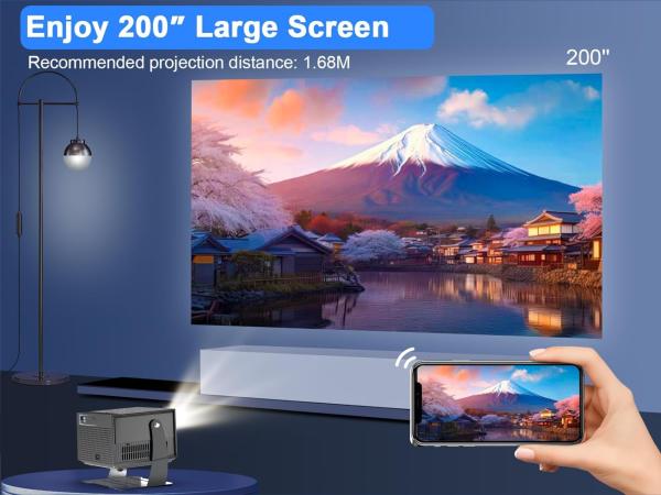 H1 Dark Gray Full HD Smart Projector Dust Free Full Sealed Auto Focus Android Home Projector
