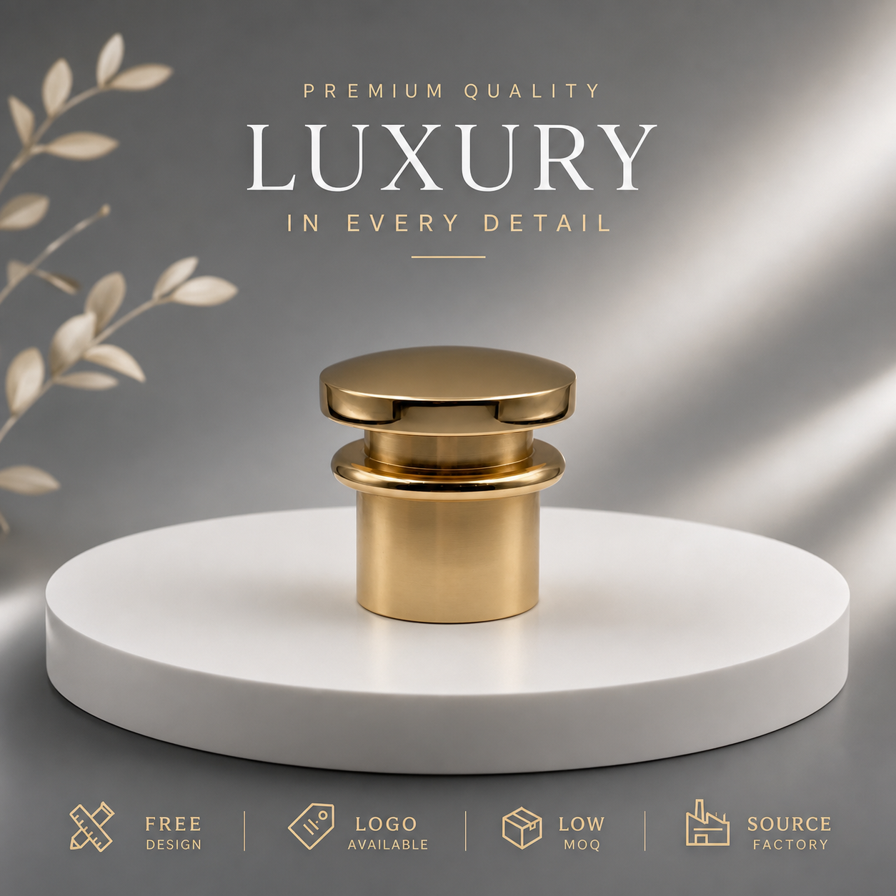 Source Factory Custom Three Tier Stacked Round Disc Mirror Gold Zinc Alloy Perfume Cap OEM ODM Custom Engraved Logo Zamac Metal Perfume Lid For Luxury Square & Round Glass Perfume Bottles Magnetic