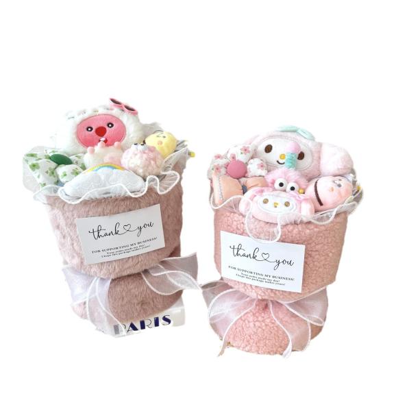 Cartoon Plush Doll Flower Bouquet Variety of Dolls Perfect Gift Set for Kids/Girlfriend on Birthday/Graduation/Teacher's Day