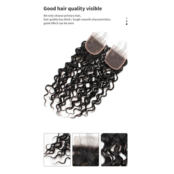 Fine Hand Tie 8A 10 inch Remy Human Hair Closure Water Wave 25.4cm