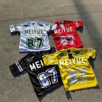 T-shirt surdimensionné imprimé Logo Uniforme de football fabricant T-shirt découpé T-shirt haut de la pratique de football T-shirt en maille pour hommes