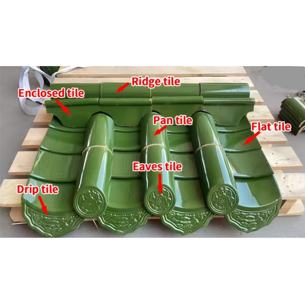 Antique Chinese Style Black Glazed Roof Tile Ceramic Glossing Roofing Bamboo Tiles for Traditional House Temple Gazebo