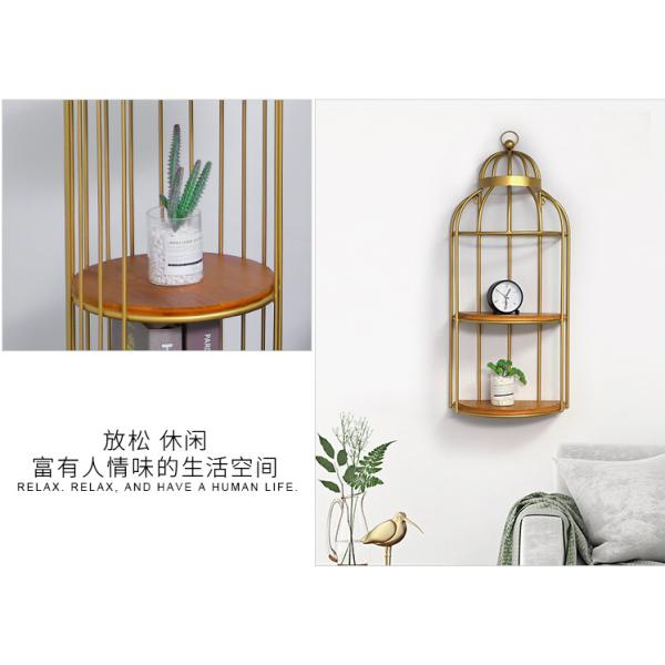 Birdcage 5 Tier Flower Pot Stand , Gold Wrought Iron Flower Stand