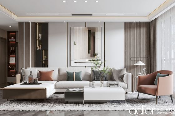 Neutral Stainless Steel Living Room Cabinets with Display Shelving