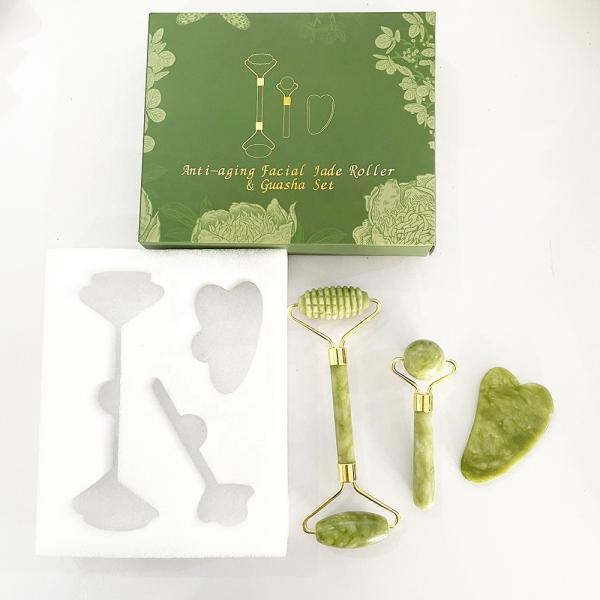 Green Natural Gua Sha Facial Massager for Neck and Face Massage Area Face Neck Body