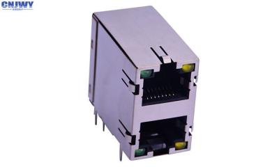 Dupla camada do conector da rede do padrão elevado Rj45 com costume da lâmpada do diodo emissor de luz