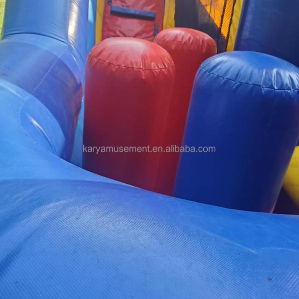Children's Trampoline Inflatable Bounce House with Slide Obstacle and Splash Pool