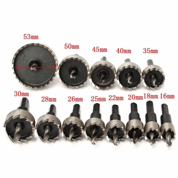13pc HSS Hole Saw Kit for Stainless Steel 16-53mm