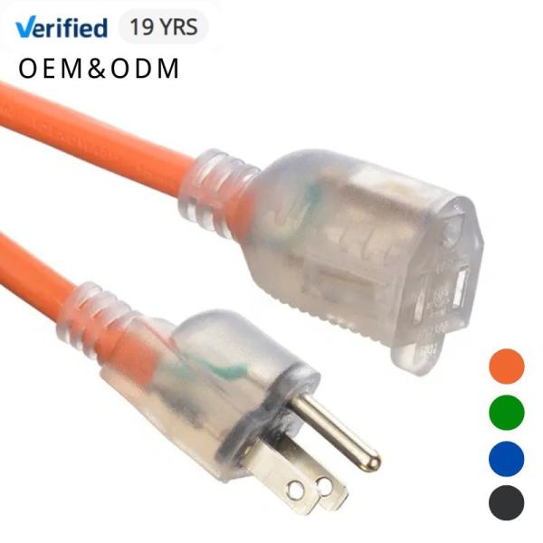 12 Gauge 3 Prong Cold-Resistant 15Amp 1875W SJTW 12/3 Outdoor Extension Cord 100 ft Waterproof Heavy Duty Lighted Indicator