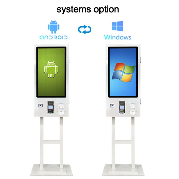 32 Inch Dual Screen Self Service Order Kiosk Capacitive Touch Restaurant Self Ordering Payment Terminal With Receipt Printer QR Scanner POS Bracket For Fast Food Coffee Shop