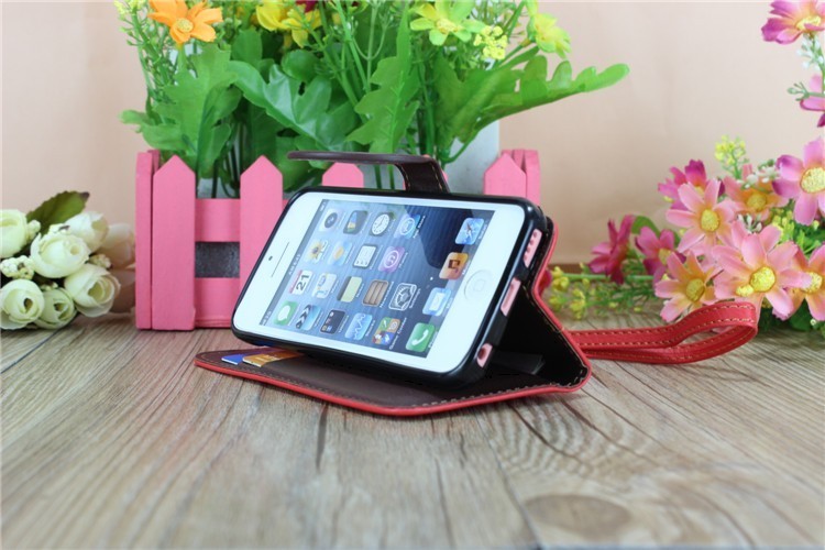 Iphone 5c PU Leather Wallet Case Colorful Custom For Phone Protection