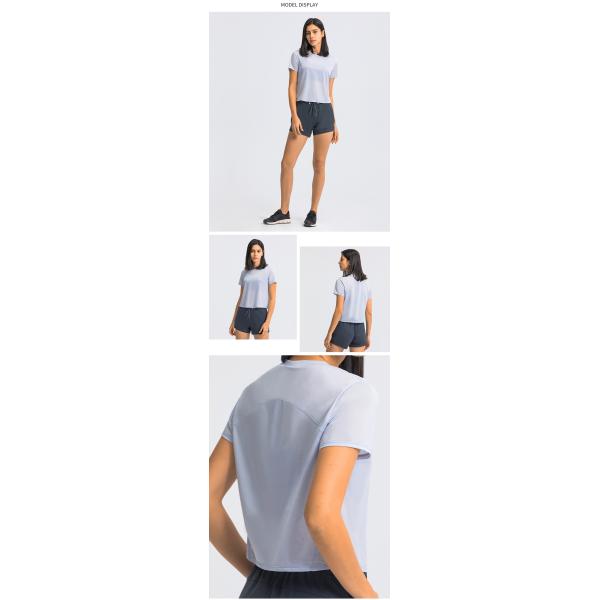 Loose Fit Yoga Short Sleeve Crew Neck T Shirts Breathable Gym Fitness Top